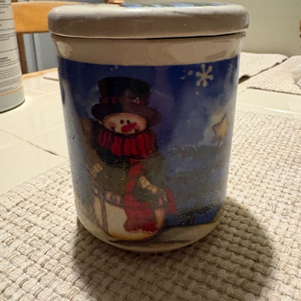 Festive Snowman Ceramic Jar